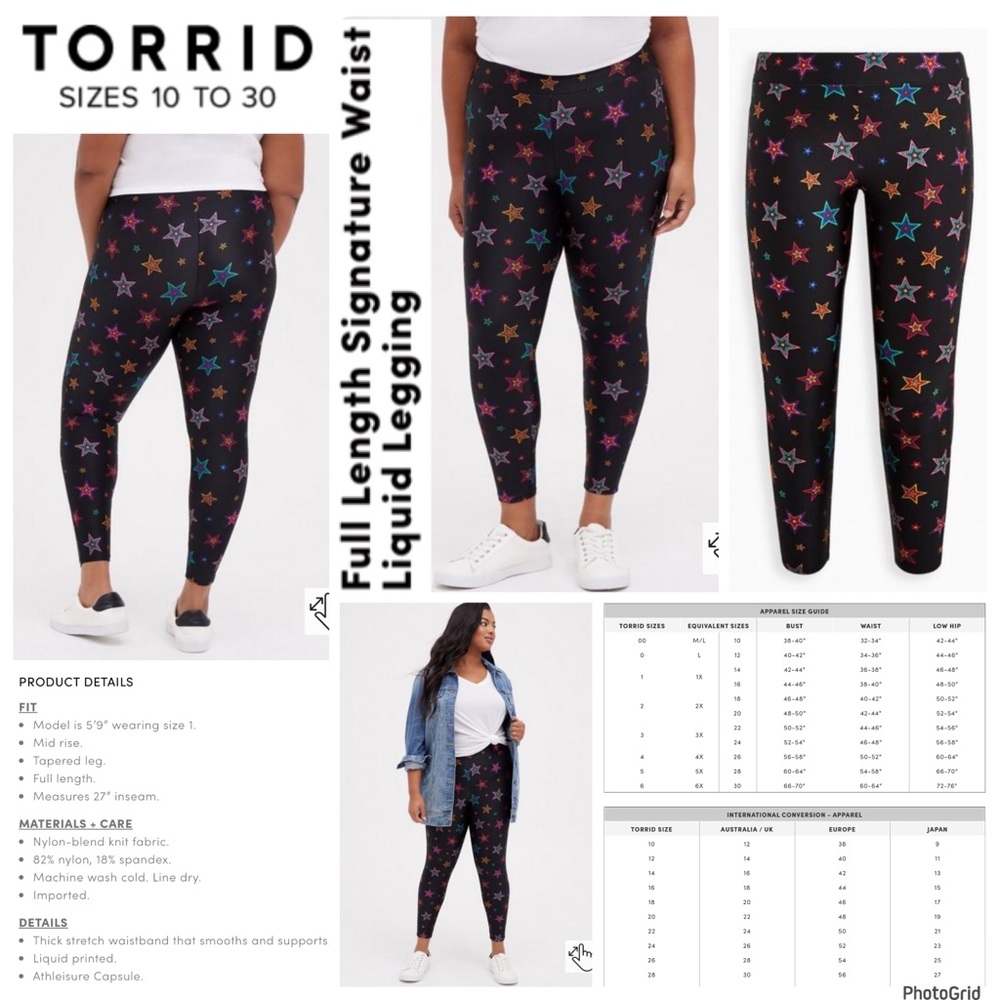 Torrid 1 plus size black star’s signature waist leggings